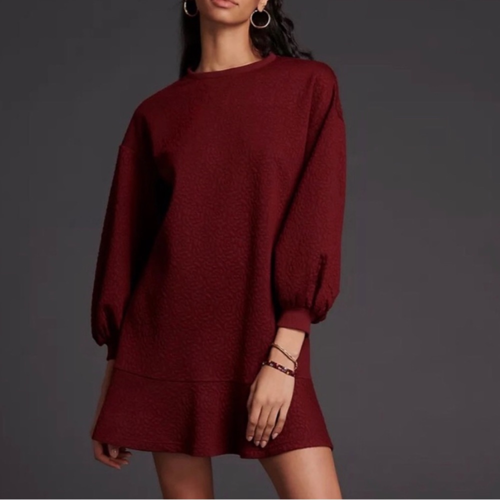 - Mare X Anthropologie burgundy mini tunic dress - Picture 1 of 8